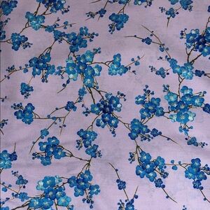 Blue cherry blossom Fabric, 45 in wide, 5 yards, 100% cotton, NWOT